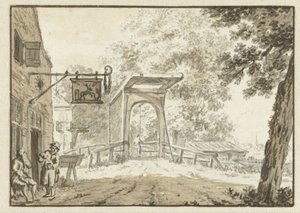 Herberg voor een brug door Jacob  Cats