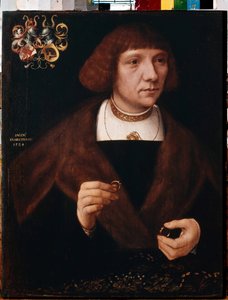 Portret van een man met ringen door Jacob Claesz. von Utrecht