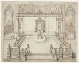 Troonzaal in de St.-Bavokerk te Gent voor de inhuldiging van Karel VI, Duits keizer, in 1717 door Jacob Colin