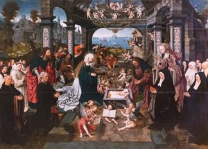Aanbidding van het Kind door Jacob Cornelisz van Oostsanen