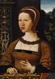 Dutch: Portret van een vrouw (koningin Isabella van Denemarken) Portrait of a Woman possibly Elizabeth of Denmark door Jacob Cornelisz van Oostsanen