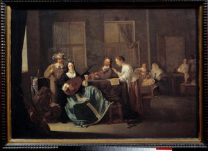 Het concert. Schilderij door Jacob Duck (1600 - 1660) Ec. Flam.