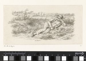 Liggende man in een landschap