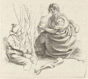 Melkende vrouw door Jacob Ernst Marcus
