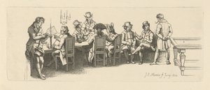 Mannen in een koffiehuis met een biljartkamer