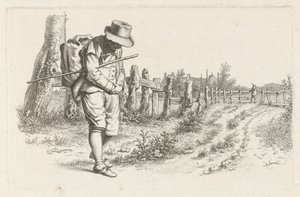 Reiziger op een landweg