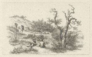 Tekenaars in een duinlandschap door Jacob Ernst Marcus