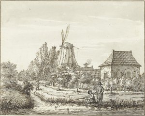 Twee hengelaars bij een slootje