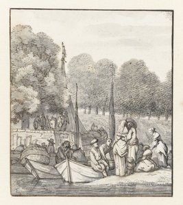 Landingsplaat van schuiten door Jacob Esselens