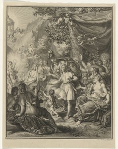 Allegorische voorstelling met Telemachus en Minerva door Jacob Folkema