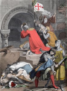 Godefroy de Bouillon (1058-1100) bij het Heilig Graf, in 1099 - Godfried van Bouillon bij het Heilig Graf door Deininger door Jacob Friedrich Deininger