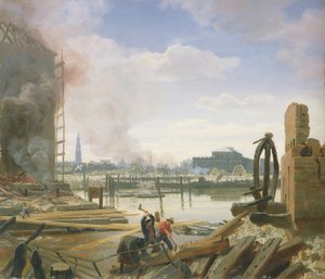 Hamburg na de brand, 1842 door Jacob Gensler