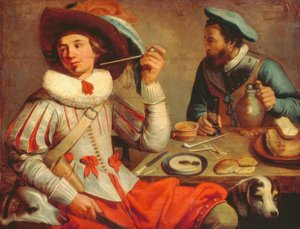 Twee soldaten aan een tafel door Jacob Gerritsz Cuyp