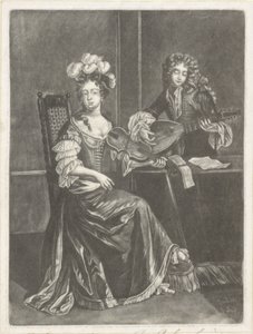 Musicerend paar (Elegante dames en heren in eigentijdse kleding)