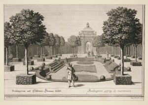 Tuin scène: Boulingraine met Italiaanse Bomen door Jacob Gottlieb Thelot