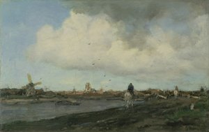 Landschap met windmolens, 1890-5