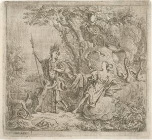 Venus tracht Adonis te weerhouden van de jacht door Jacob Herreyns (I)