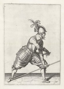 Soldaat met lans trekt zwaard, ca. 1600