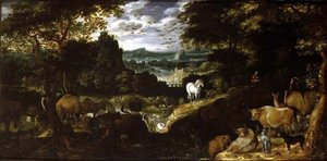 Orpheus die de dieren betovert door Jacob I Savery
