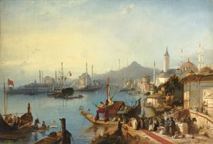 De aankomst van Sultan Abdülmecid bij de Nusretiye-moskee, 1842 door Jacob Jacobs