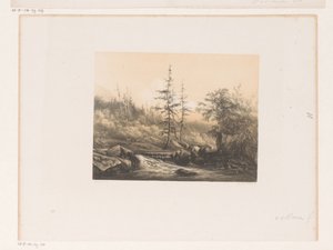 Boslandschap met rivier door Jacob Jan van der Maaten (attributed to)