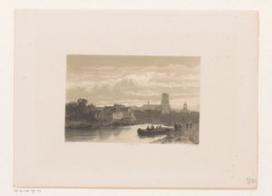 Gezicht op haven en dijk door Jacob Jan van der Maaten