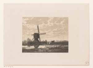 Landschap met molen aan het water