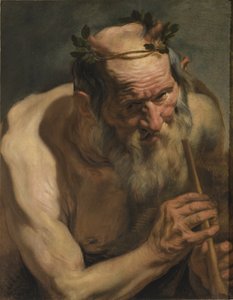 Oude sater met een fluit, c.1620 door Jacob Jordaens