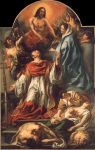 Sint Carolus Borromeus onder Pestslachtoffers, 1655 door Jacob Jordaens