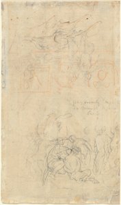 Blad met Studies van de Dronken Pan en Nimfen [verso] door Jacob Jordaens