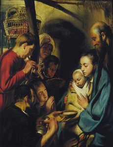 De aanbidding van de herders door Jacob Jordaens