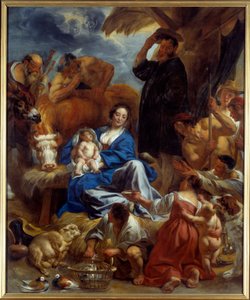 De aanbidding van de herders. Schilderij door Jacob Jordaens (1593-1678) 1616-1620 door Jacob Jordaens
