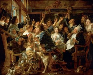 Het feest van de bonenkoning door Jacob Jordaens