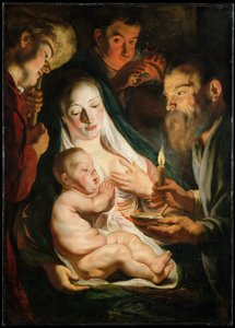 De Heilige Familie met herders, 1616 door Jacob Jordaens