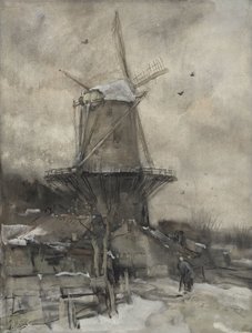 Een molen in de winter