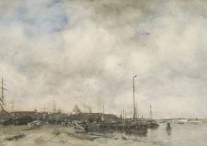 Gezicht op een stad door Jacob Maris