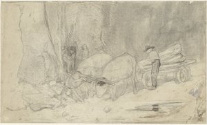 Ossenwagen op bergweg