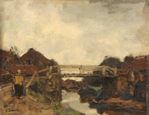 Houten brug over een vaart bij Rijswijk