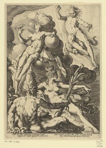De vier elementen (Mythologische en allegorische voorstellingen) door Jacob Matham (attributed to)