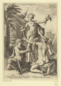 Drie schikgodinnen door Jacob Matham (attributed to)