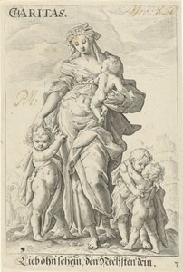 Liefde (Caritas) door Jacob Matham (attributed to)