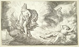 De geboorte van Bacchus door Jacob Matham