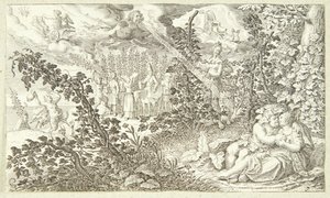 Bacchus en Ariadne door Jacob Matham