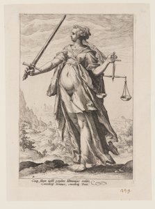 Rechtvaardigheid, uit De Deugden door Jacob Matham