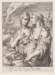 Lea en Rachel, uit De vrouwen van de patriarchen door Jacob Matham