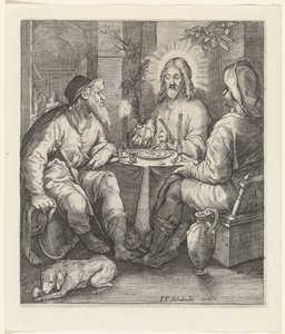 Maaltijd in Emmaüs door Jacob Matham