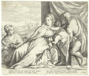 Madonna en kind met St. Johannes de Doper en St. Catharina door Jacob Matham