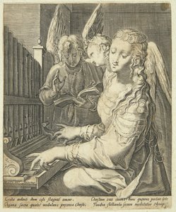 Sint Cecilia spelend op het orgel