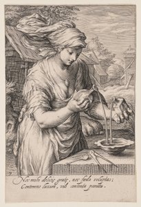 Matigheid, uit De zeven deugden door Jacob Matham
