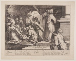 De aanbidding van de herders door Jacob Matham